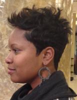 Model #6 Short Style Short spikey style for black hair at Pynk Butterfly Hair & Nail Salon in Columbia, SC.
